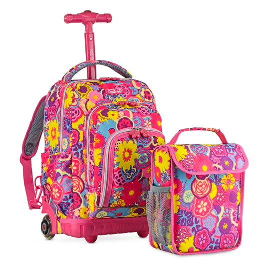Mochila Escolar Con Ruedas JWorld Lollipop Pansy + Lonchera