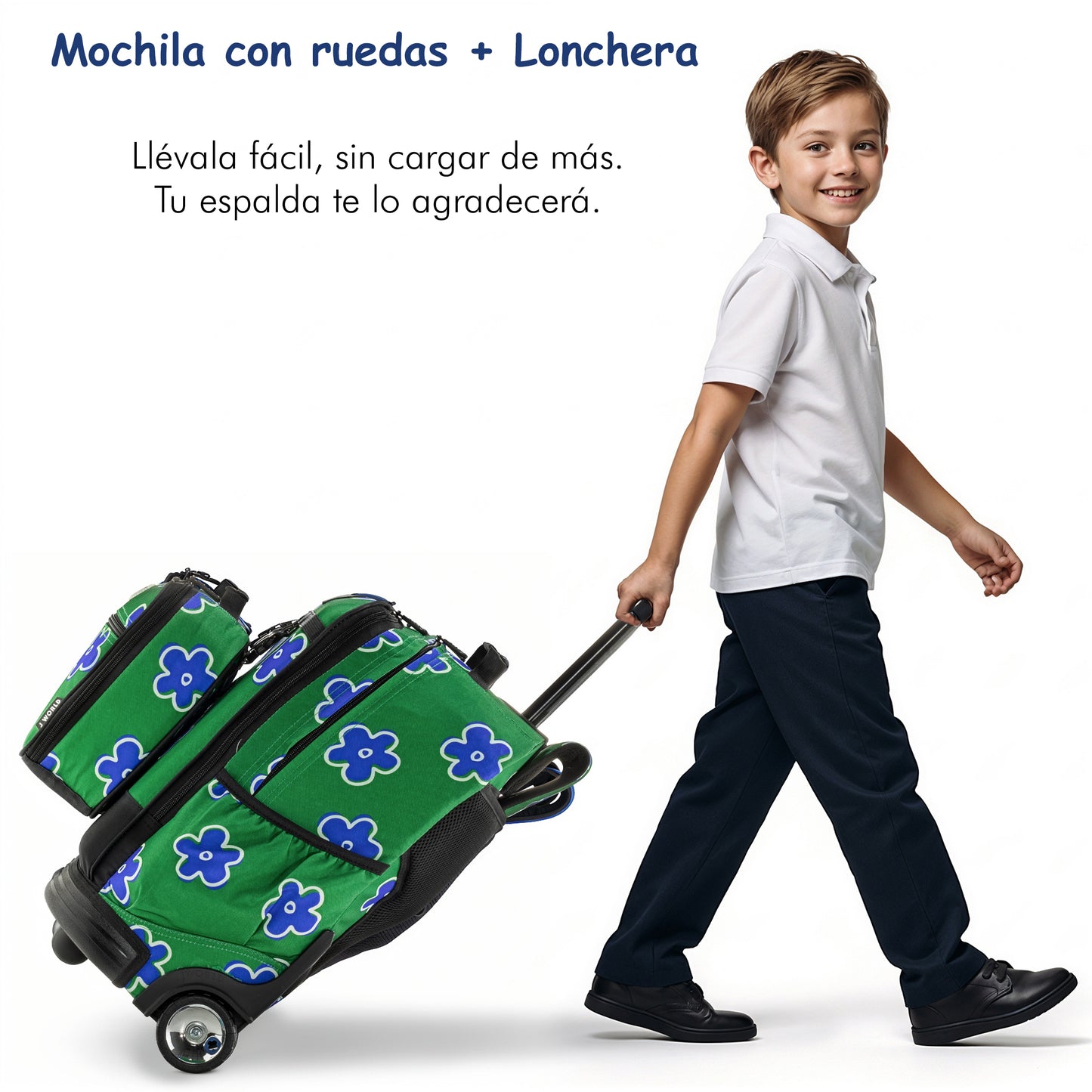 Mochila Escolar Con Ruedas Duo JWorld Picnic + Lonchera