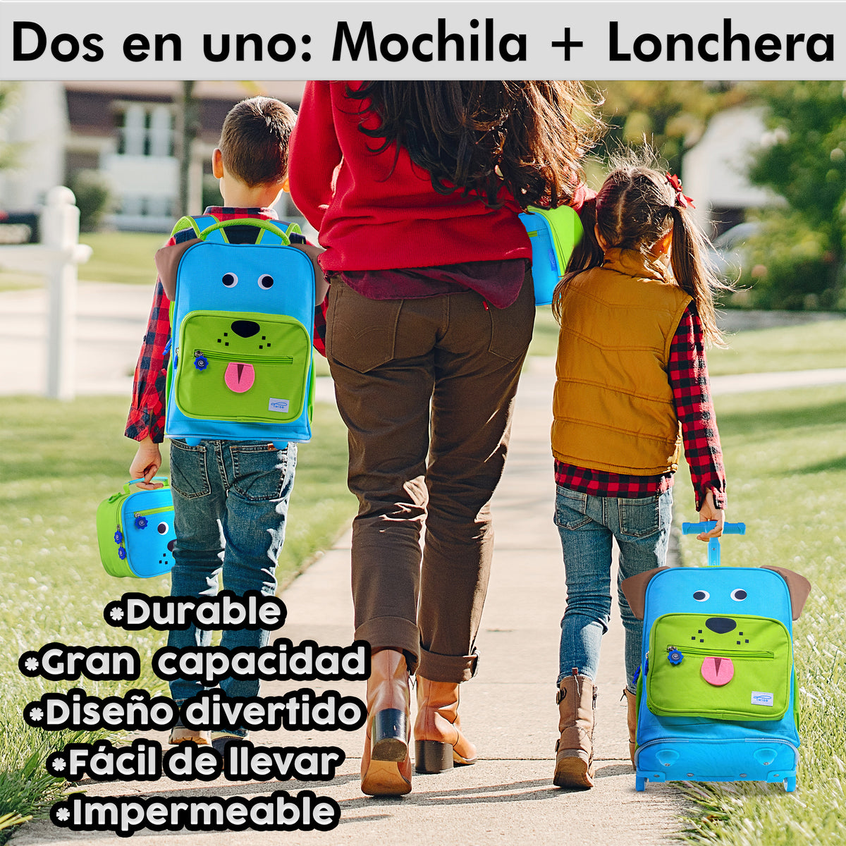 MOCHILA CON RUEDAS LONCHERA KINDER PUPPY SQbags