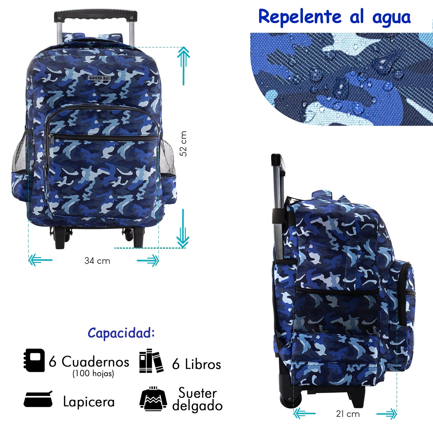 Mochila Escolar Con Ruedas Camuflaje