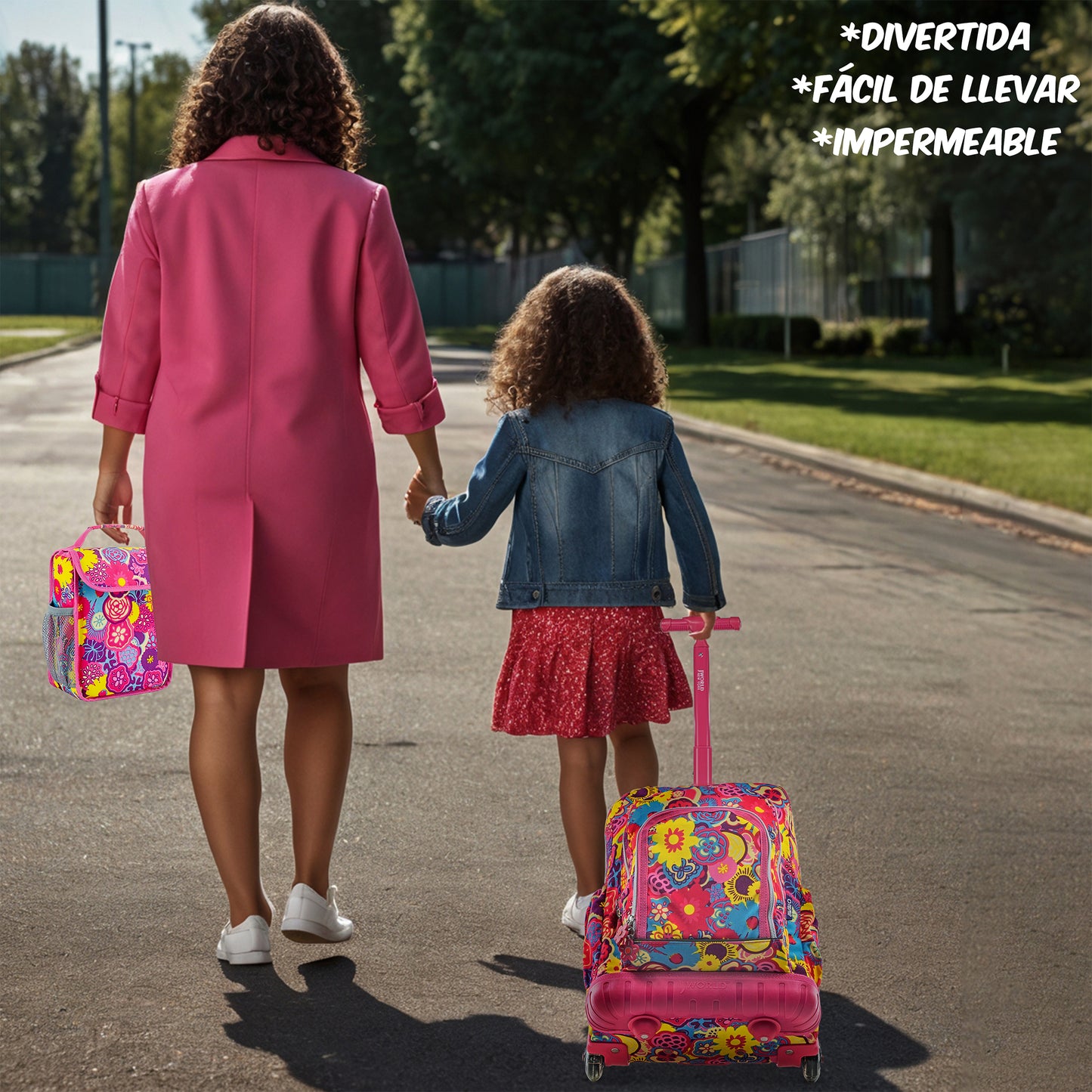 Mochila Escolar Con Ruedas JWorld Lollipop Pansy + Lonchera