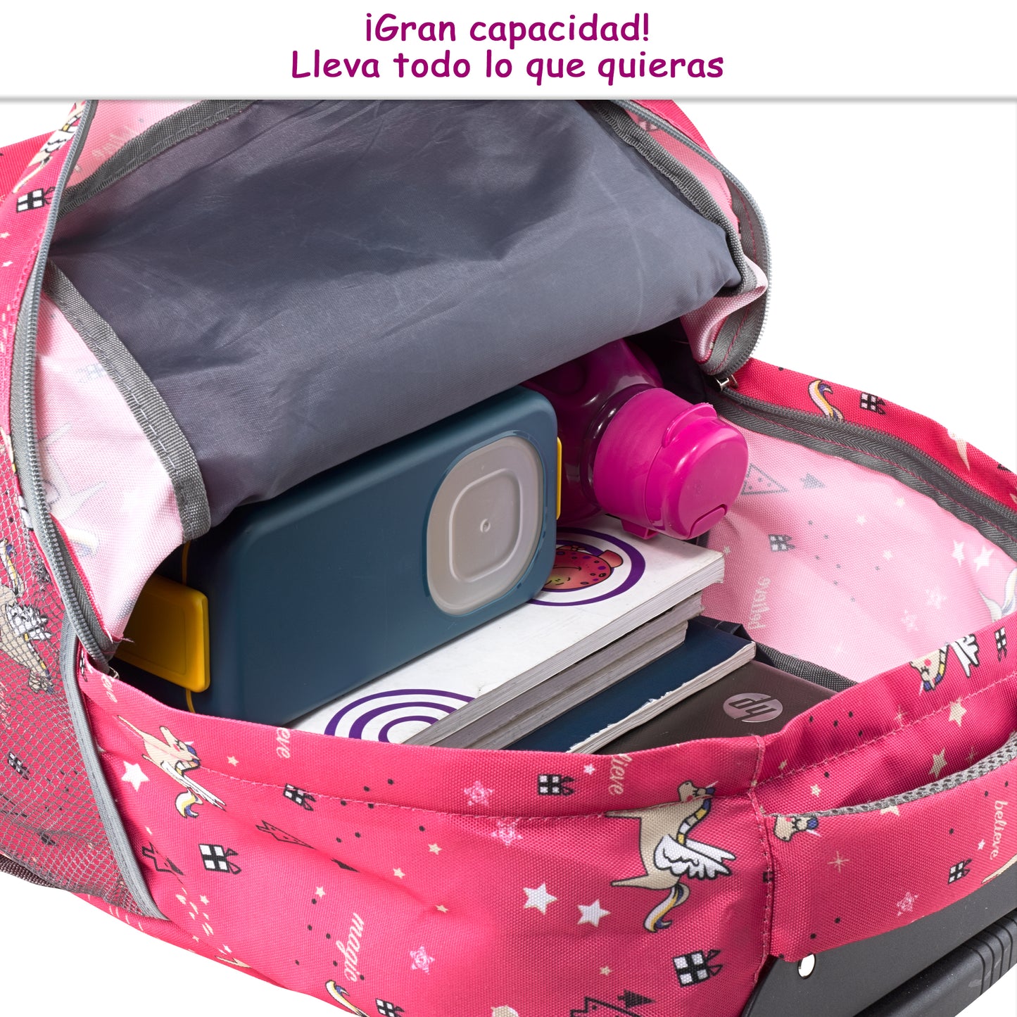 Mochila Escolar Con Ruedas Unicornio