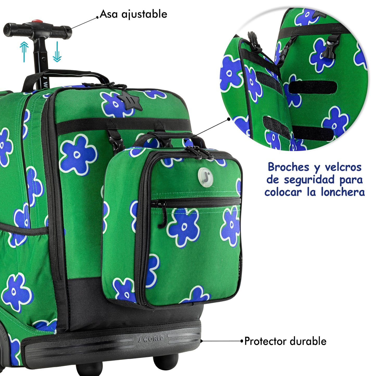 Mochila Escolar Con Ruedas Duo JWorld Picnic + Lonchera