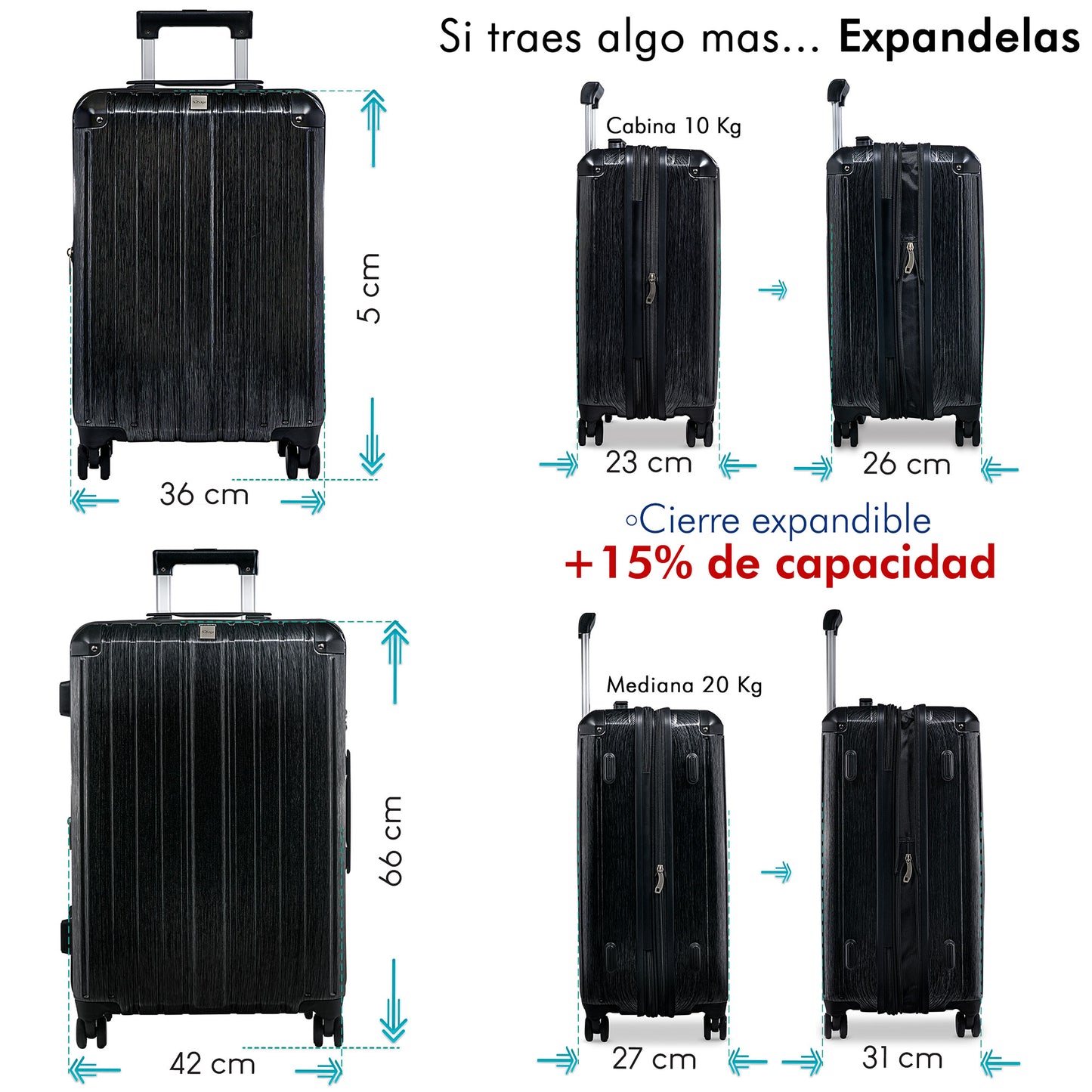 Set de 2 Maletas de Policarbonato YIN 20" y 24”