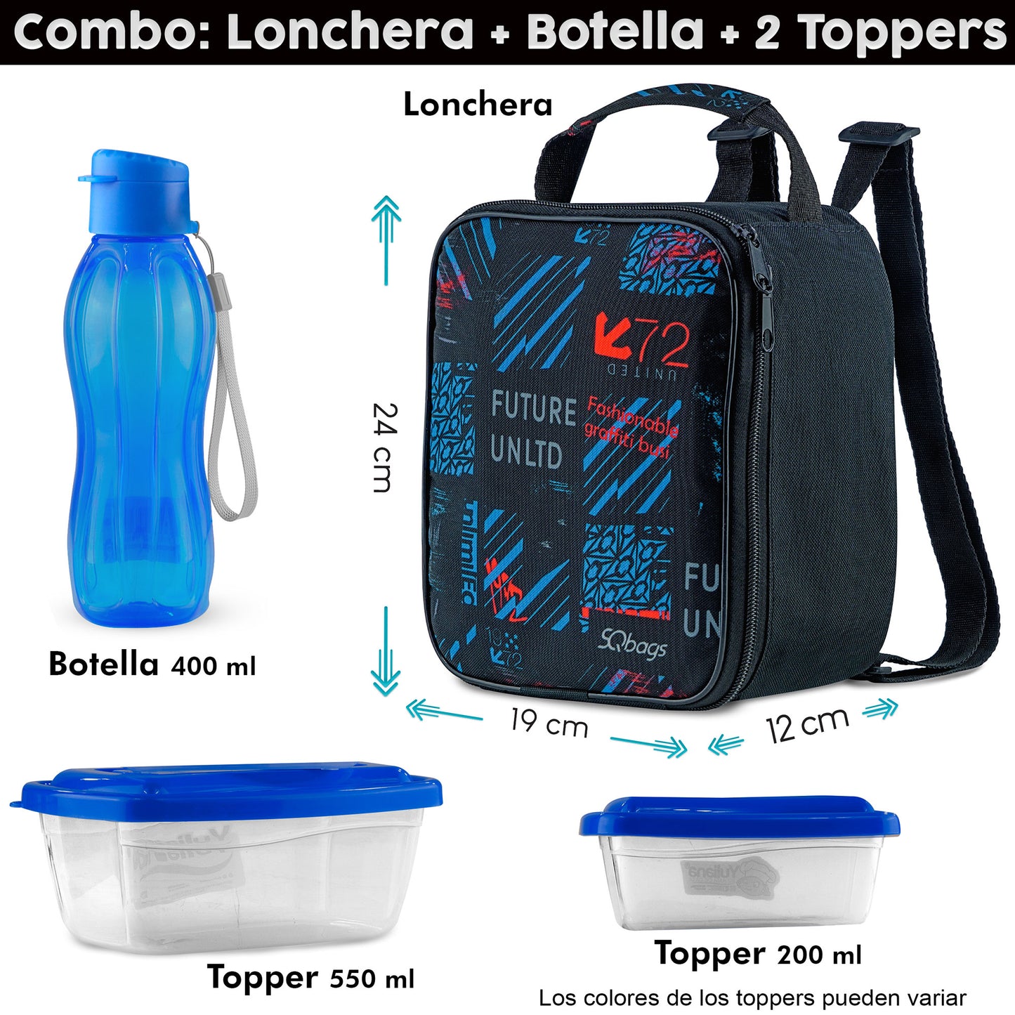 Set de Lonchera WB 72 + 2 Tuppers + 1 Botella