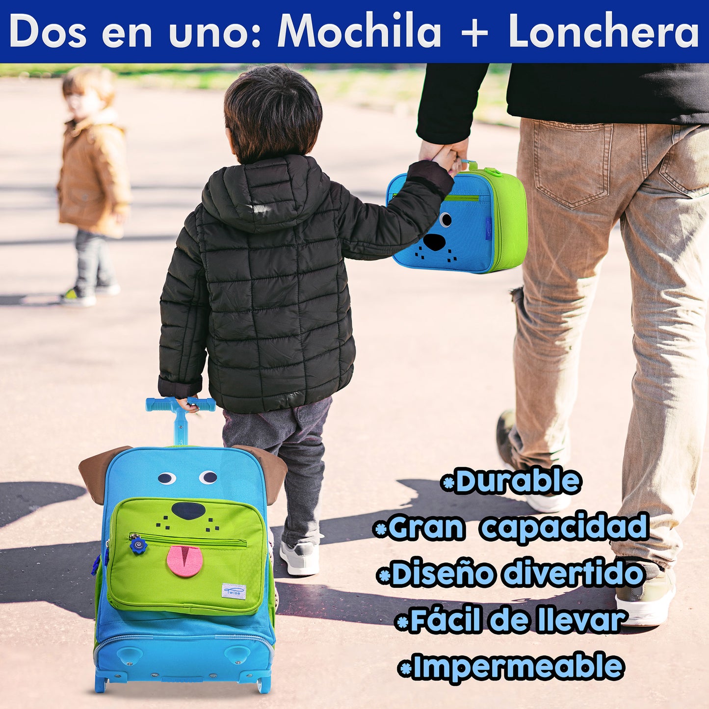 Mochila Escolar Con Ruedas Puppy + Lonchera