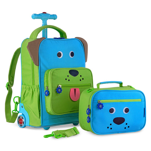 Mochila Escolar Con Ruedas Puppy + Lonchera