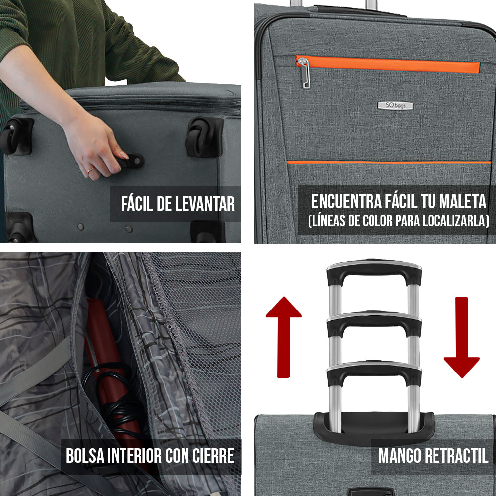 Set de 3 Maletas de tela VIVA 20", 24" Y 28”
