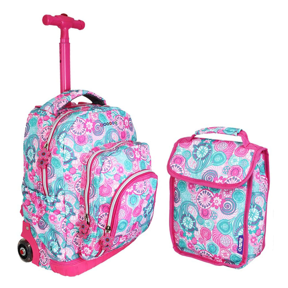 Mochila Escolar Con Ruedas JWorld Lollipop Frambuesa + Lonchera