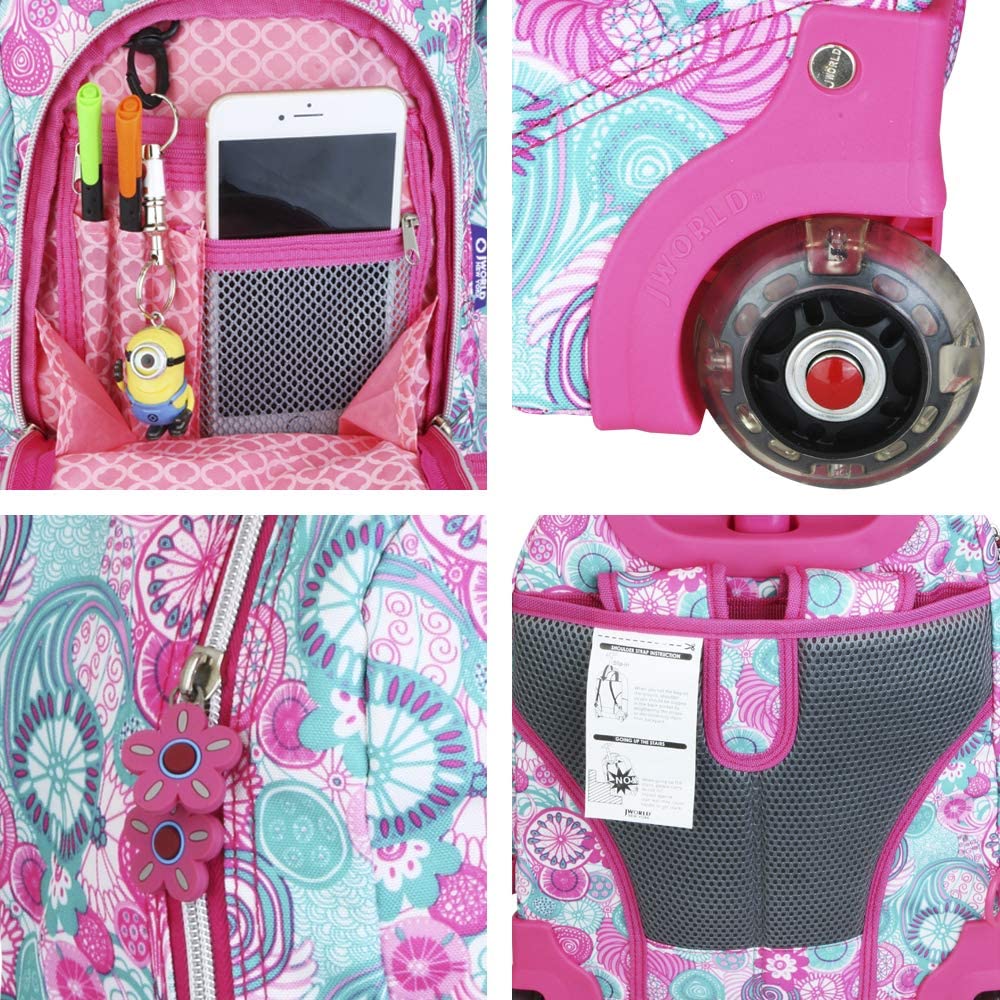 Mochila Escolar Con Ruedas JWorld Lollipop Frambuesa + Lonchera