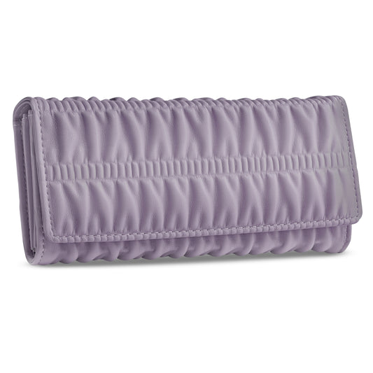 Cartera Grande Con Pliegues Violeta