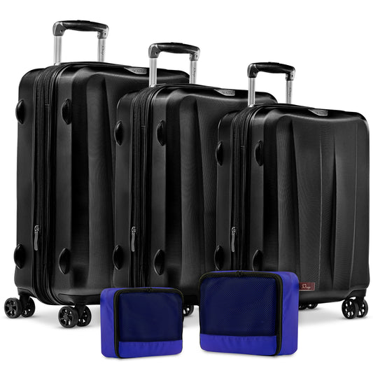 Set de 3 Maletas EA1 20", 24" Y 28” Negra + 2 Organizadores de Ropa