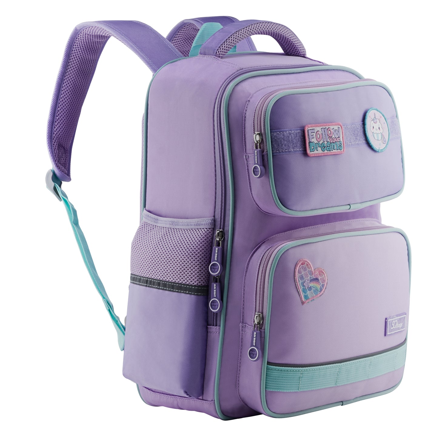 Mochila Escolar Sun Con Parches Morada