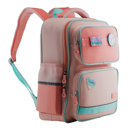 Mochila Escolar Sun Con Parches Rosa