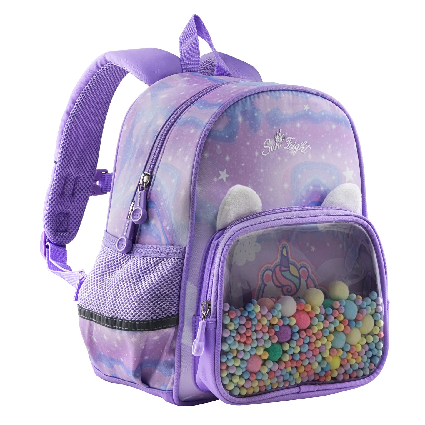 Mochila Escolar Kinder Sun Bolitas Con Bolsa Transparente