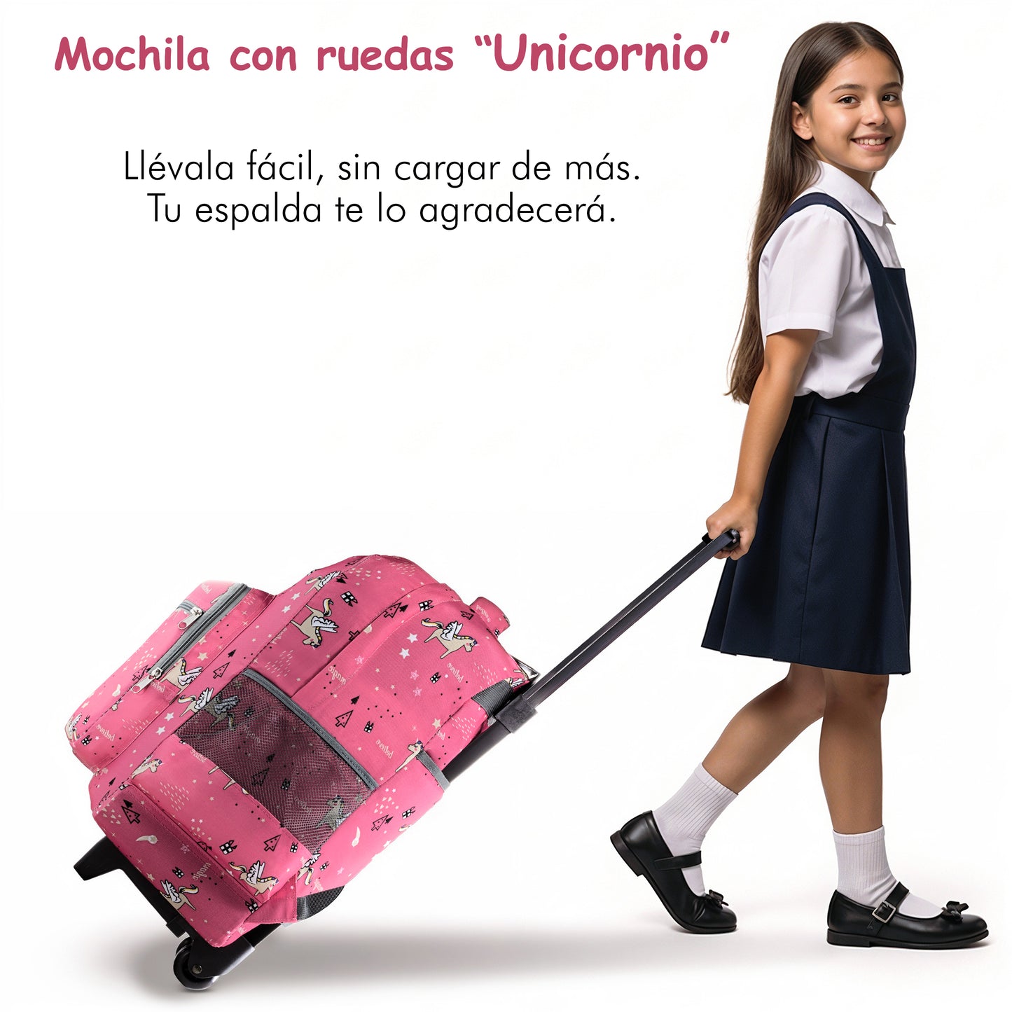 Mochila Escolar Con Ruedas Unicornio