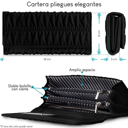 Cartera Grande Con Pliegues Negra