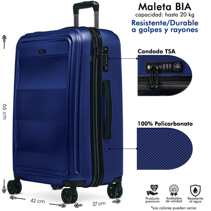 Maleta de Policarbonato BIA 24” Azul + 2 Organizadores de Ropa