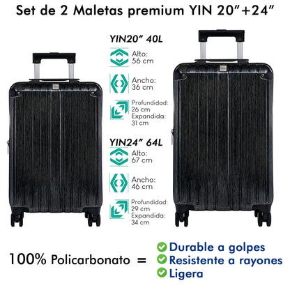 Set de 2 Maletas de Policarbonato YIN 20" y 24”