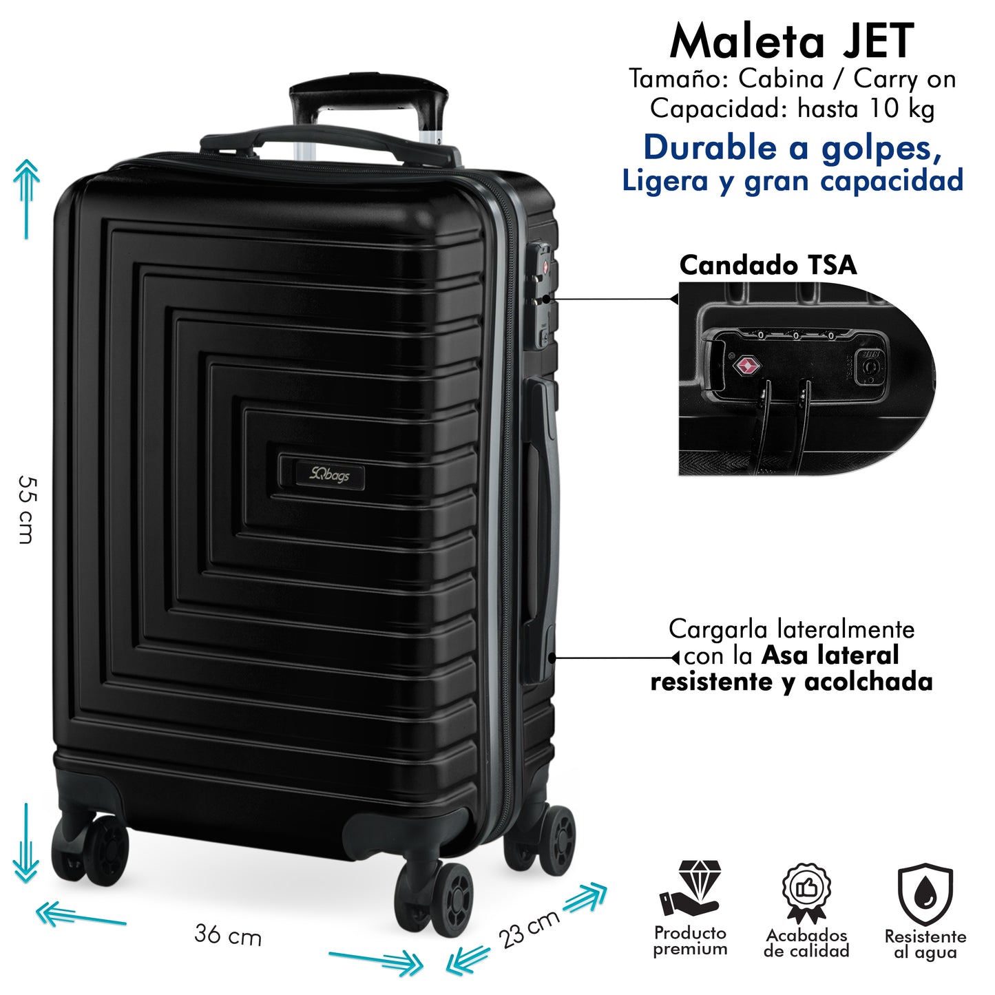 Carry On Jet 20" Plata + 2 Organizadores de ropa