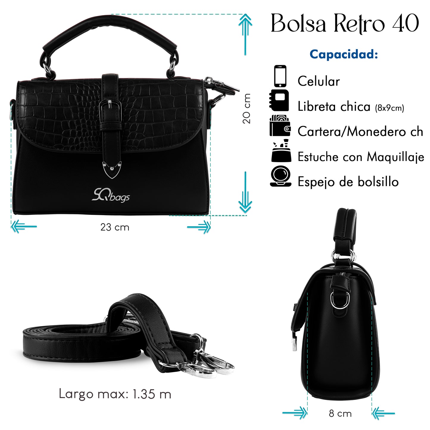 Bolsa Retro 40 Negra