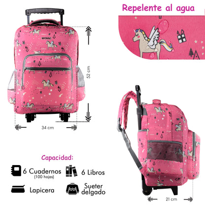 Mochila Escolar Con Ruedas Unicornio