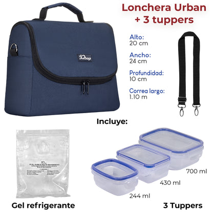 Lonchera Urban Light + 3 Tuppers