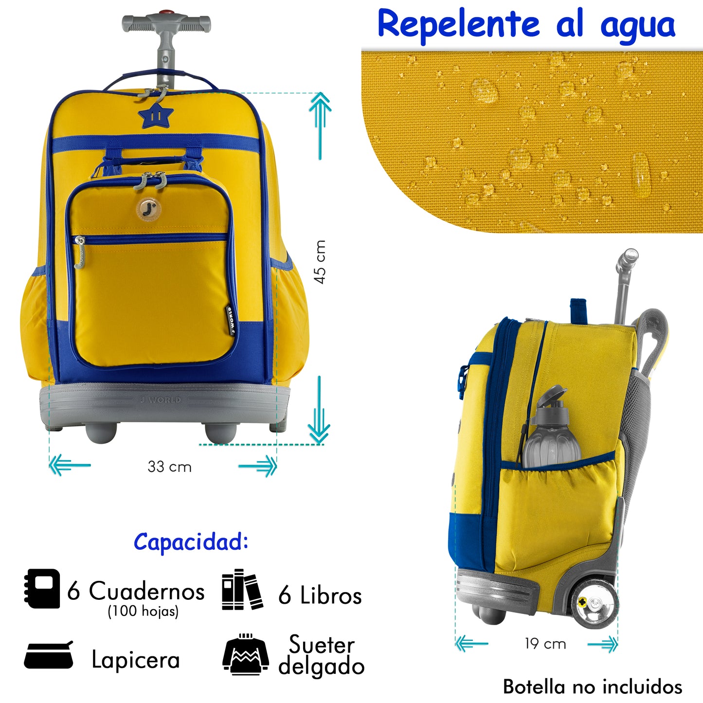 Mochila Escolar Con Ruedas Duo JWorld + Lonchera