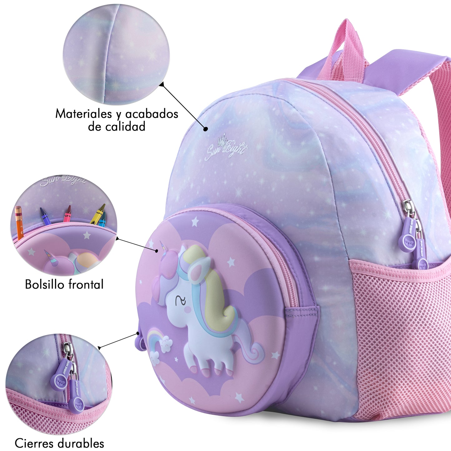 Mochila Escolar Kinder Sun Unicornio 3D