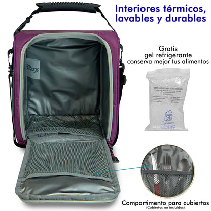 Lonchera Térmica Fresh Uva Con 3 Tuppers y Gel Refrigerante