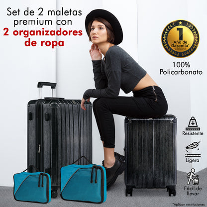 Set de 2 Maletas YIN 20" y 24” Oxford Premium + 2 Organizadores de Ropa