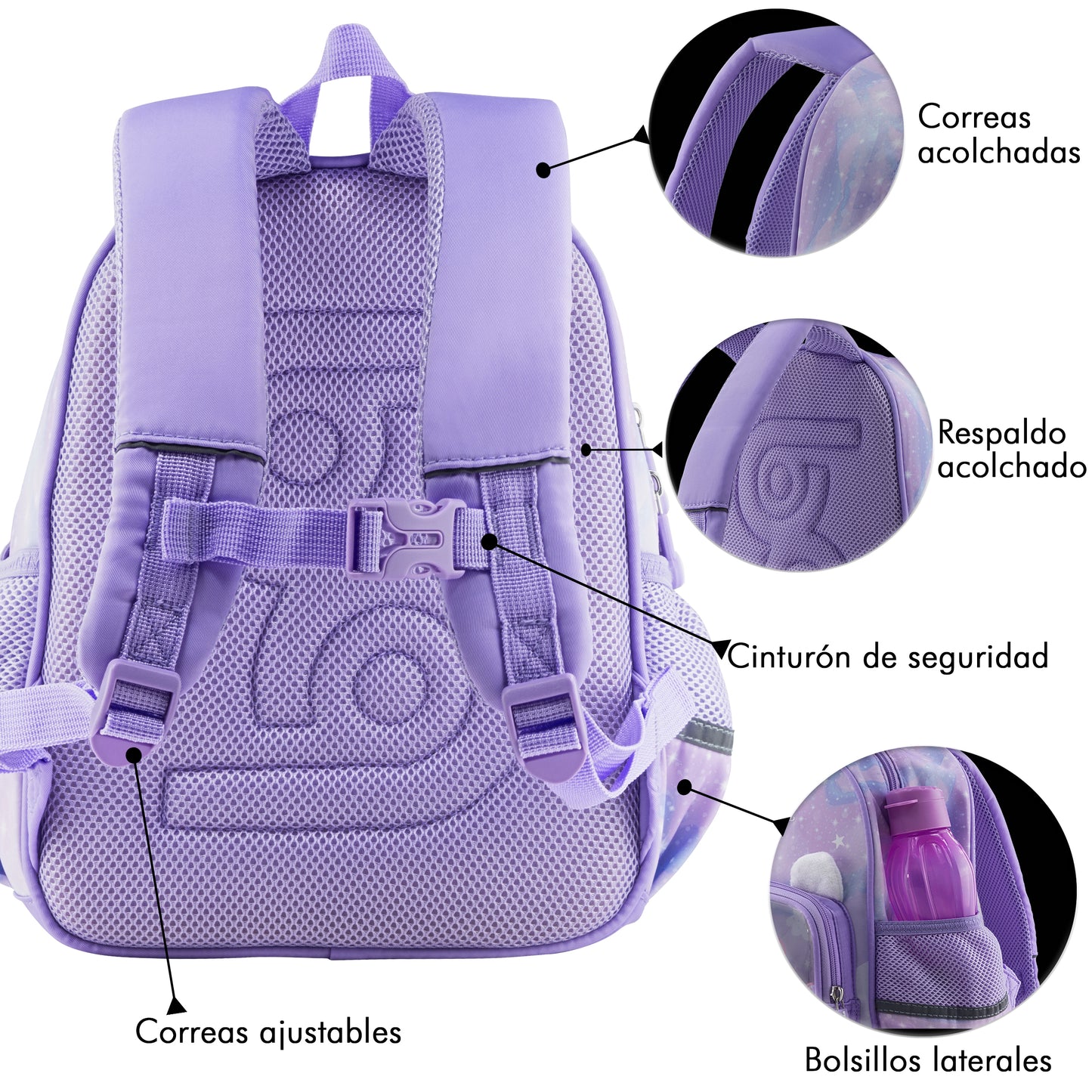 Mochila Escolar Kinder Sun Bolitas Con Bolsa Transparente