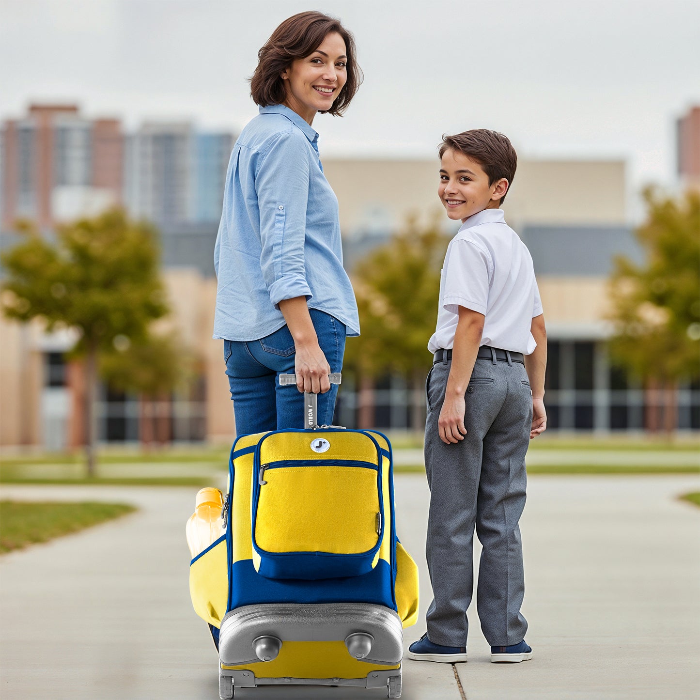 Mochila Escolar Con Ruedas Duo JWorld + Lonchera