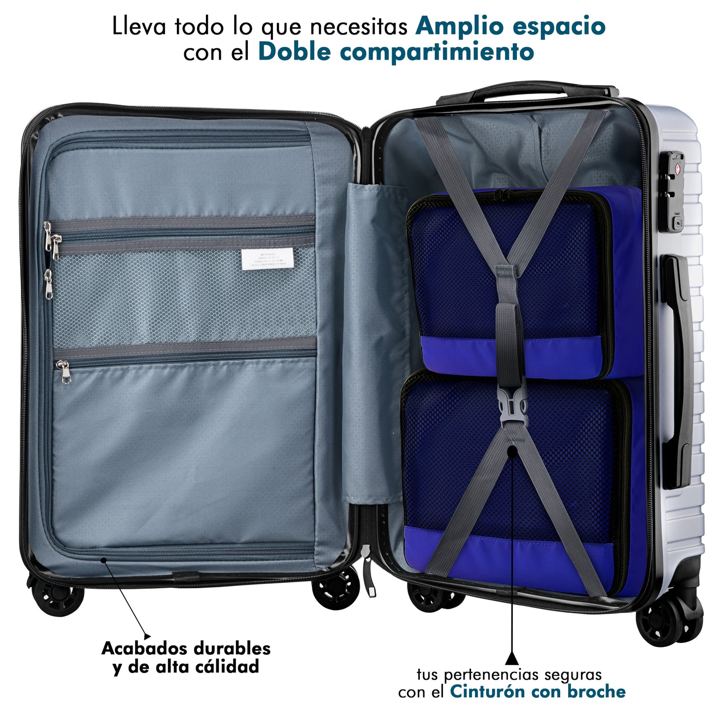 Carry On Jet 20" Plata + 2 Organizadores de ropa