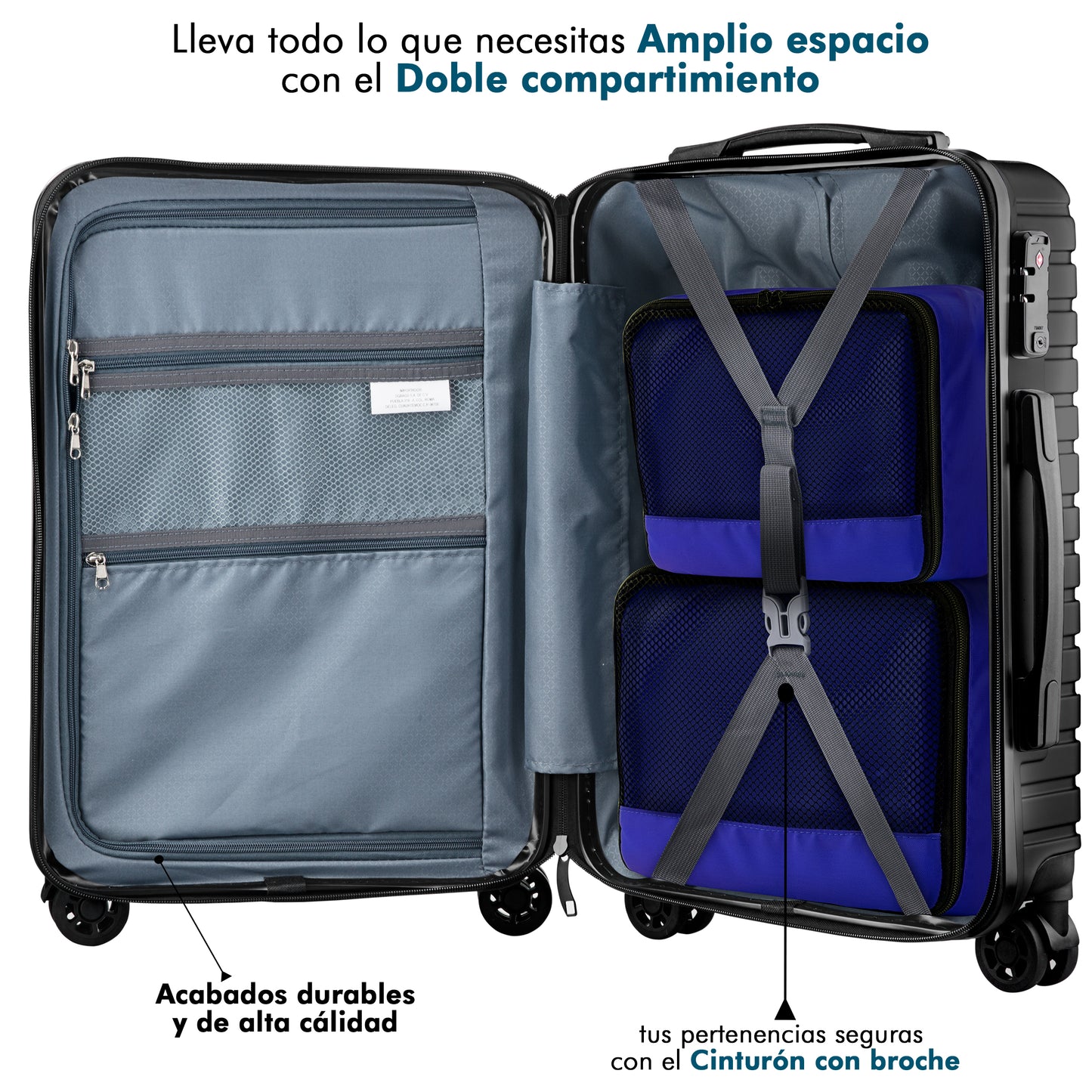 Carry On Jet 20" Plata + 2 Organizadores de ropa