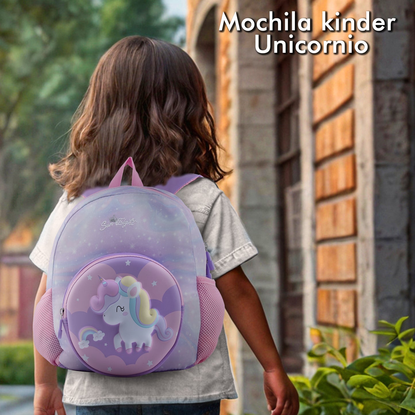 Mochila Escolar Kinder Sun Unicornio 3D