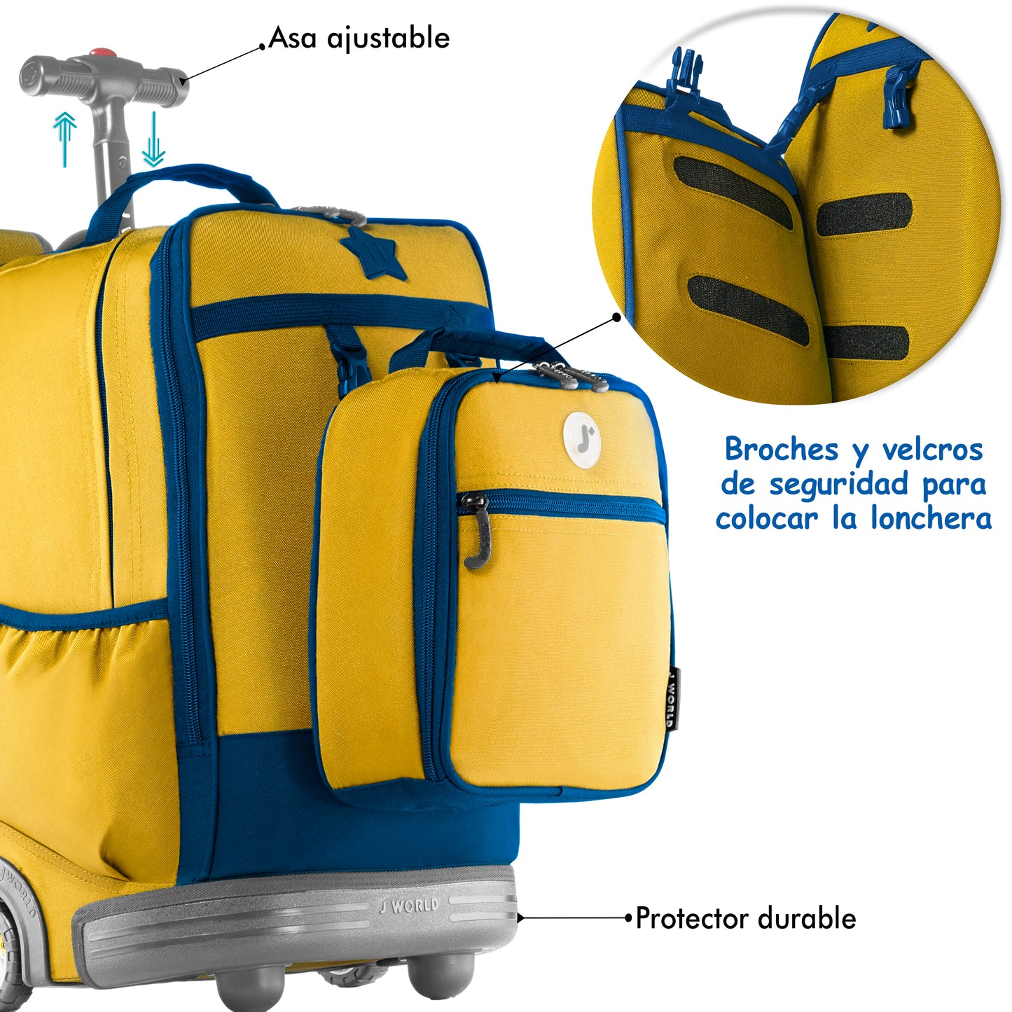 Mochila Escolar Con Ruedas Duo JWorld + Lonchera