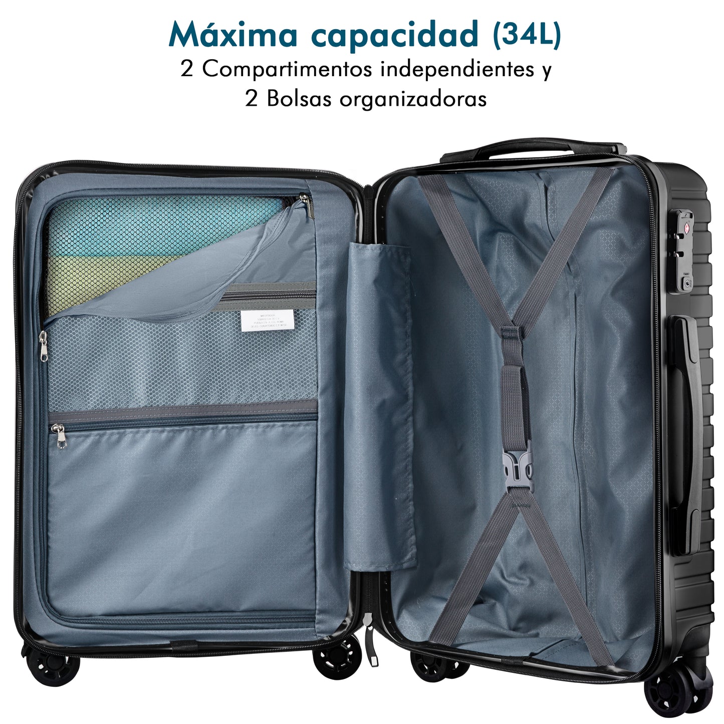 Maleta de Viaje Carry On JET 20 Pulgadas. Maleta de Mano Rígida 10 Kg con Ruedas 360°.