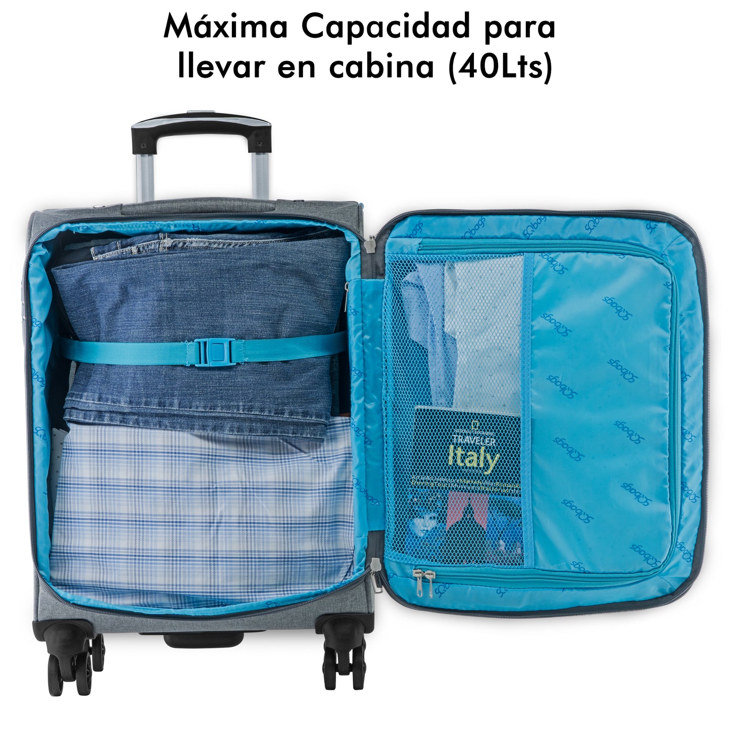 Maleta de Tela Viva 20" Carry On Expandible. Equipaje de Mano 10 kg.