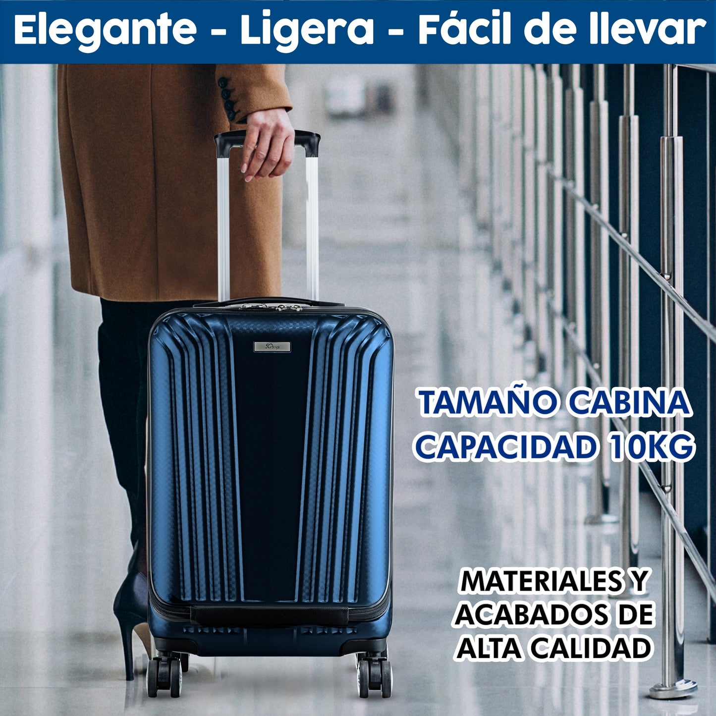 Maleta Business Carry On Premium 20". Maleta de Policarbonato con Compartimento Laptop 17"
