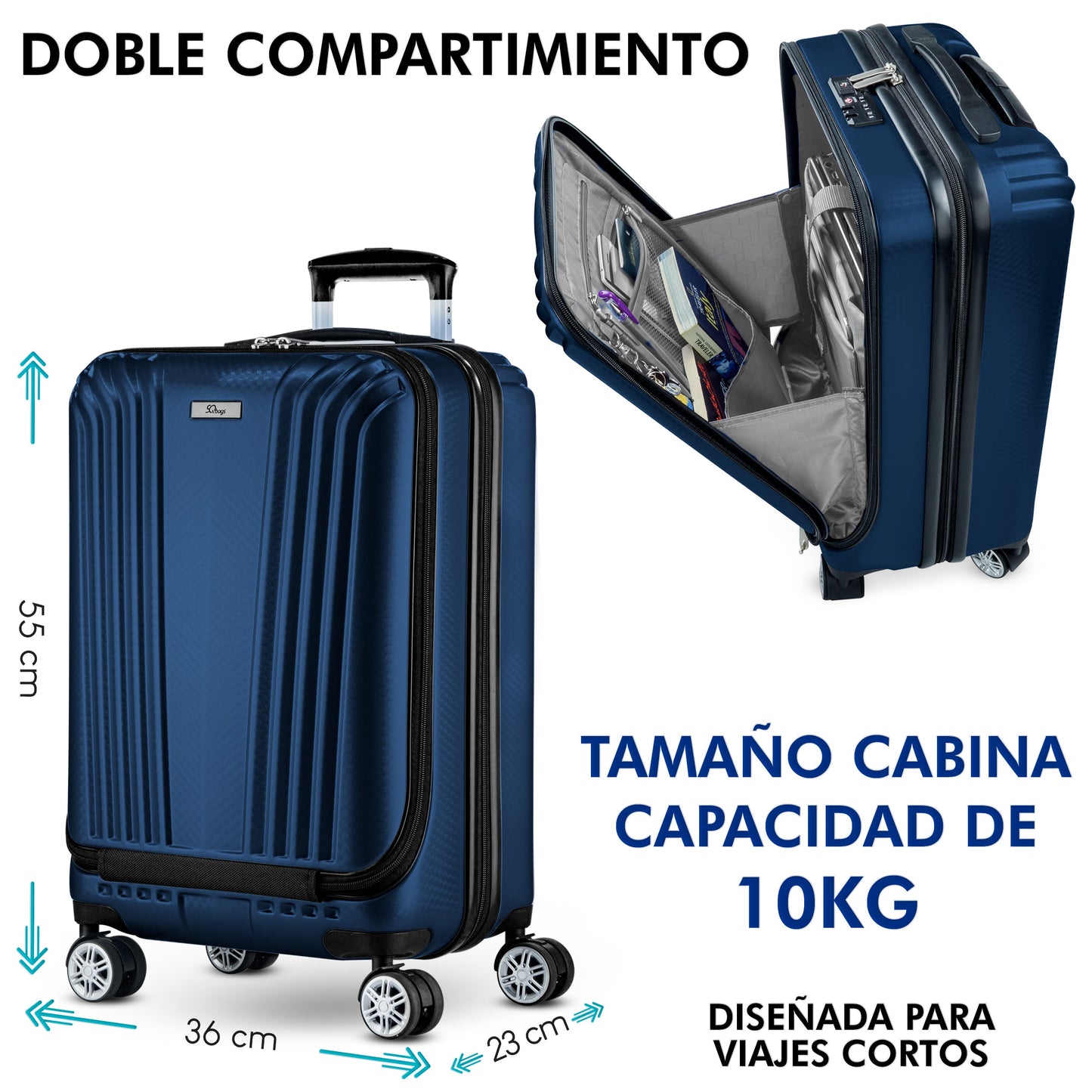 Maleta Business Carry On Premium 20". Maleta de Policarbonato con Compartimento Laptop 17"