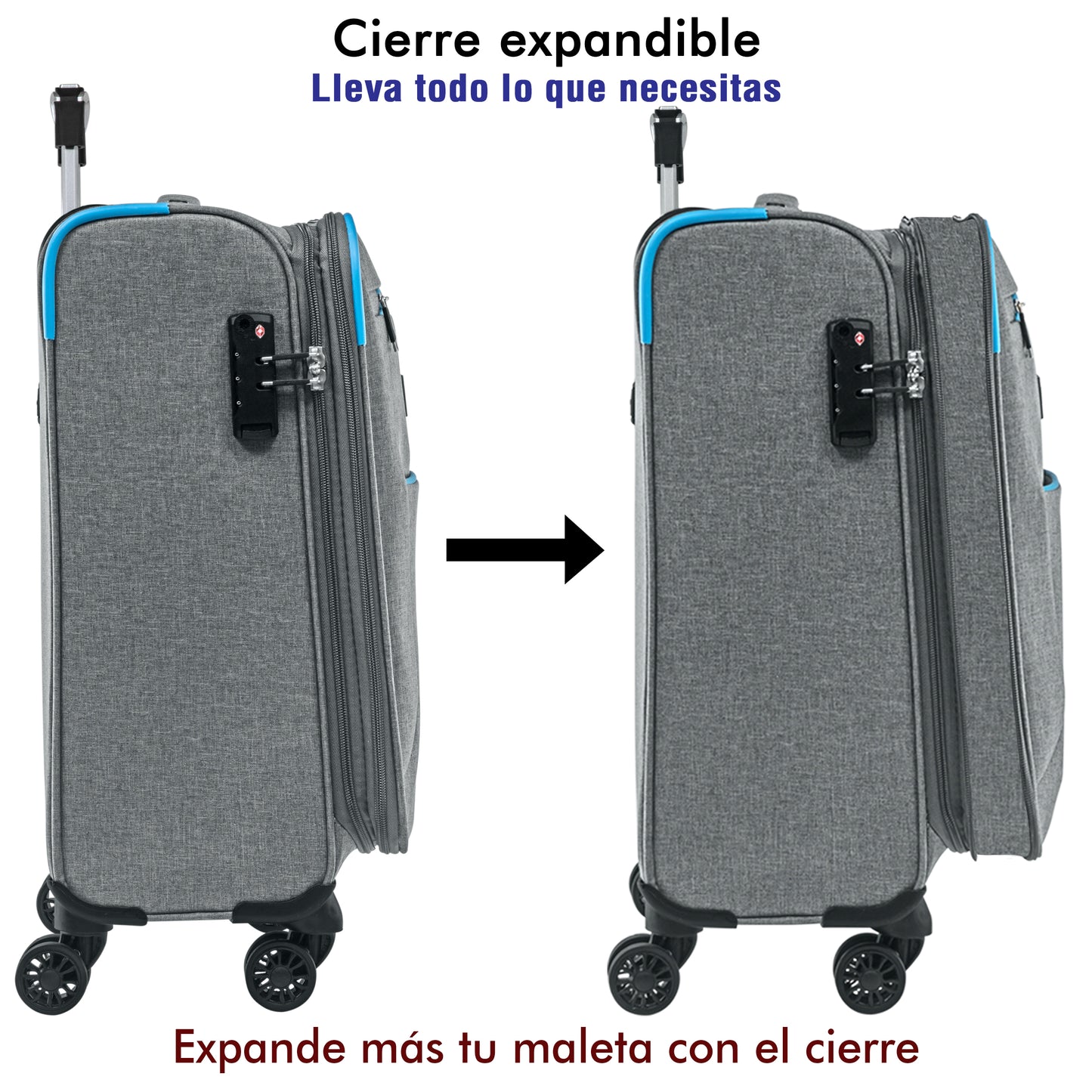 Maleta de Tela Viva 20" Carry On Expandible. Equipaje de Mano 10 kg.