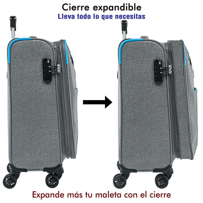 Maleta de Tela Viva 20" Carry On Expandible. Equipaje de Mano 10 kg.