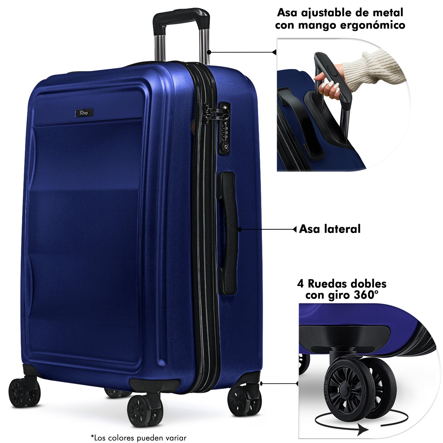Maleta de Policarbonato BIA 24" Premium con Candado TSA, Ligera y Resistente.