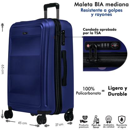Maleta de Policarbonato BIA 24" Premium con Candado TSA, Ligera y Resistente.