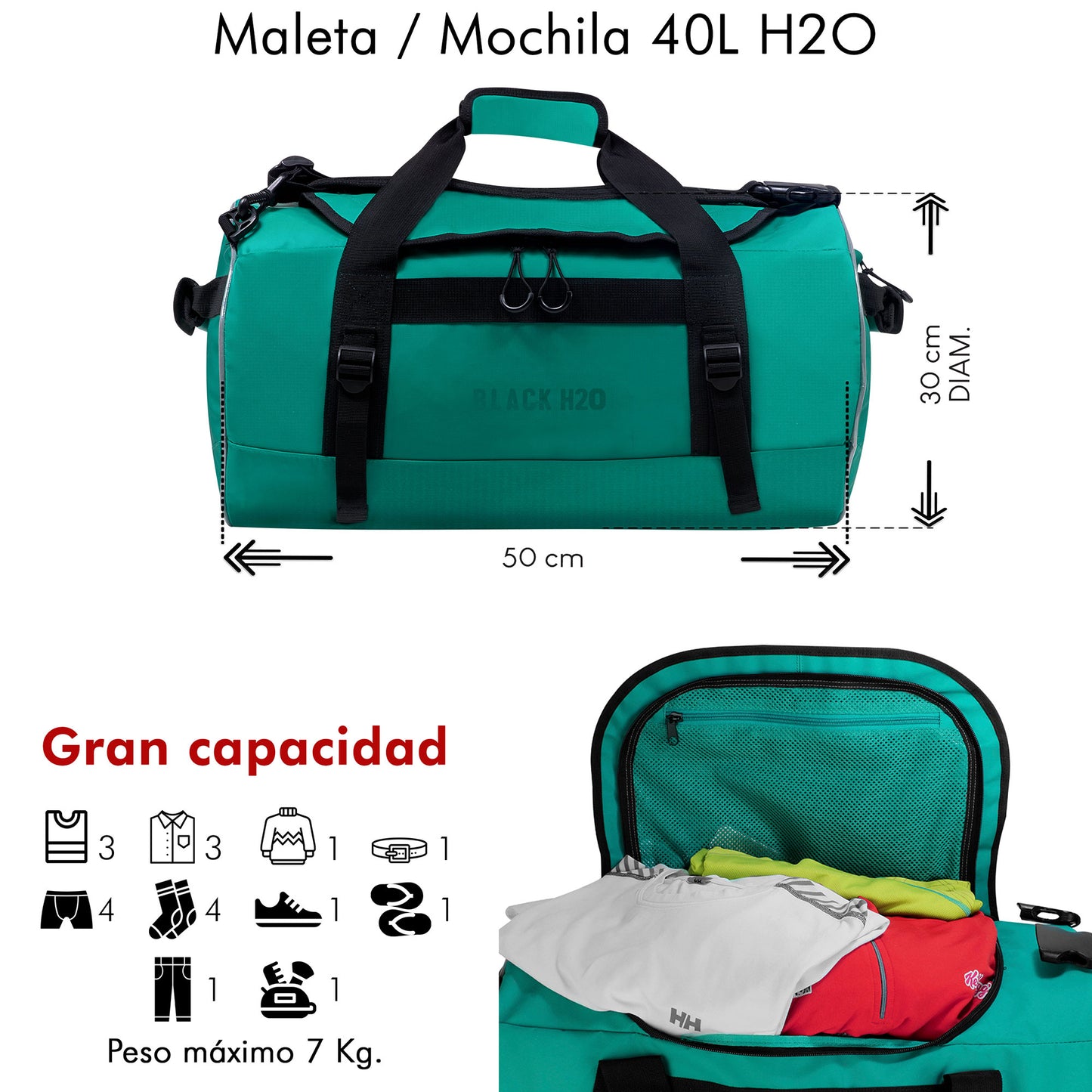 Maleta para GYM Duffel 40 Litros H2O