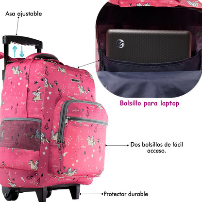 Mochila Escolar Con Ruedas Unicornio