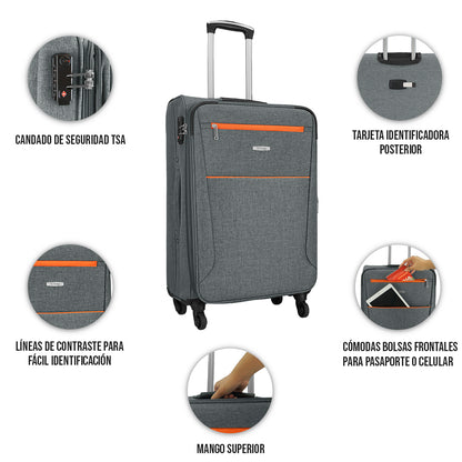 Set de 3 Maletas de tela VIVA 20", 24" Y 28”
