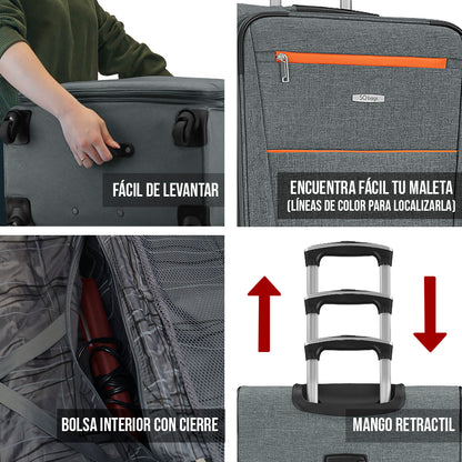 Set de 3 Maletas de tela VIVA 20", 24" Y 28”