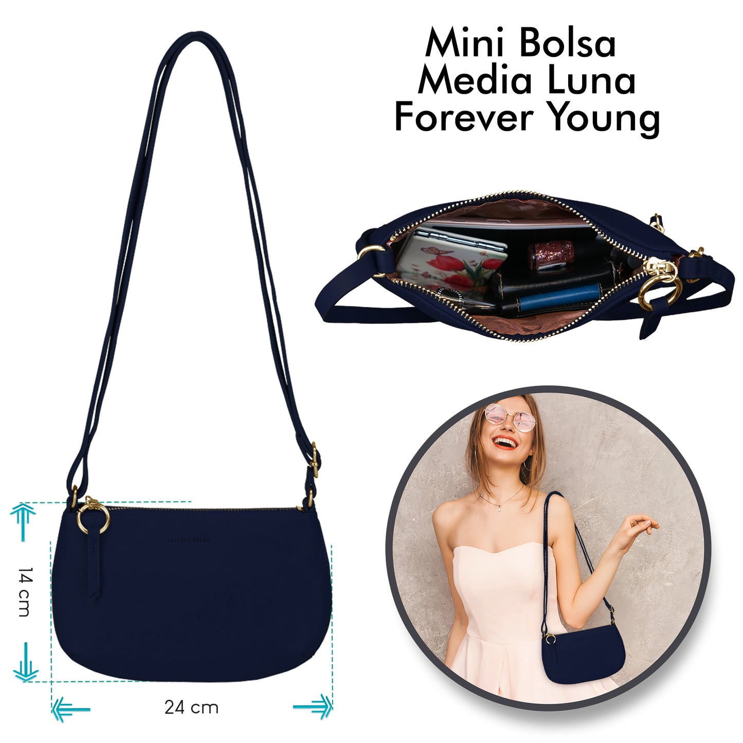 Mini Bolsa Media Luna Forever Young